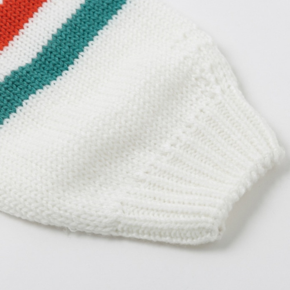 Multi Color Stripe Knit Sweater Off White Dress - Picture 12 of 14